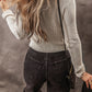 Parchment Slim Fit Buttoned V Neck Knit Cardigan