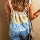 Stripe Color Block Tiered Wide Strap Tank Top