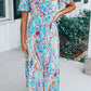Wrap V Neck Floral Maxi Dress