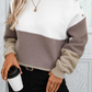 Colorblock Knitted Buttoned Shoulder Sweater