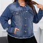 Plus Size Distressed Flap Pocket Denim Jacket