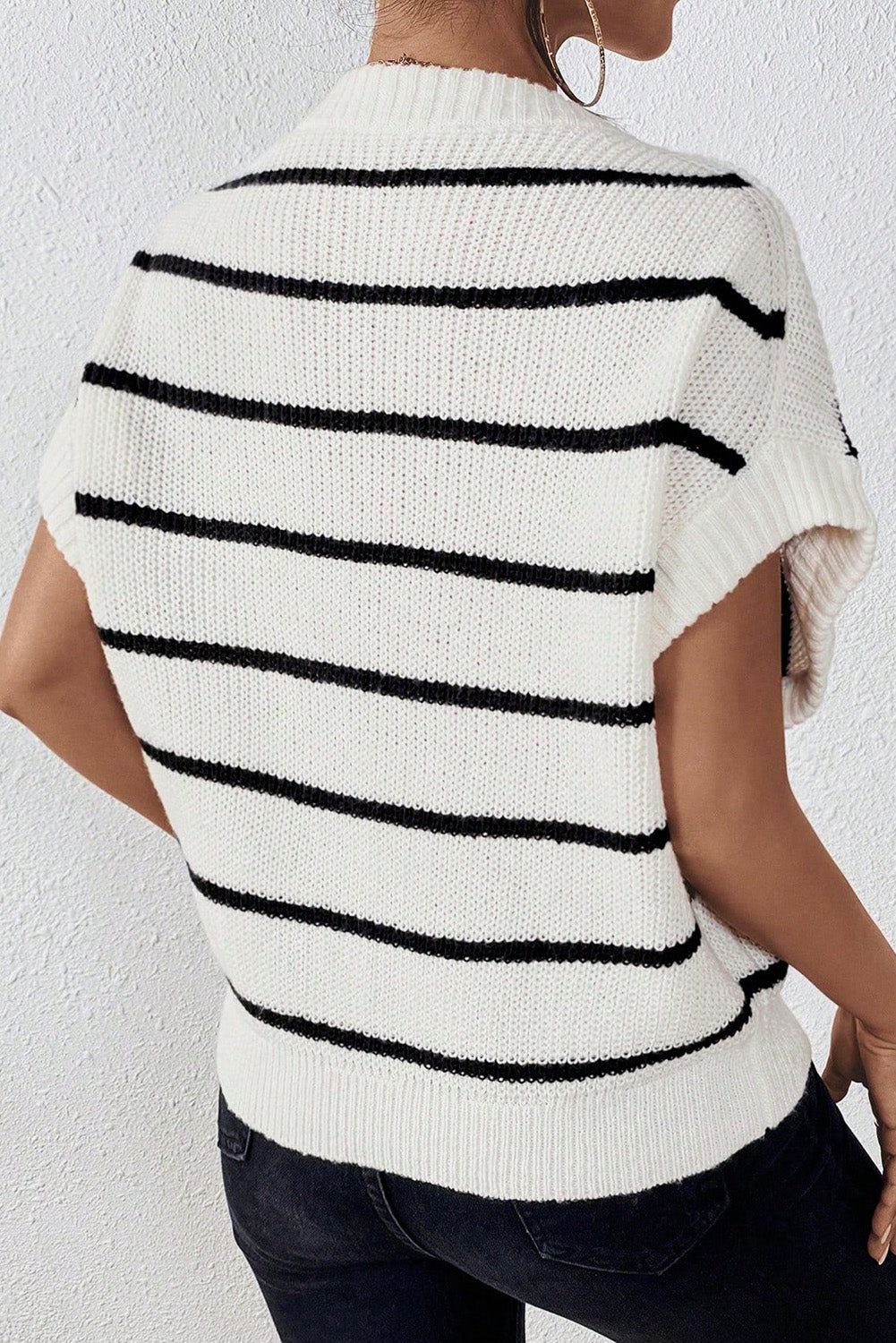 Stripe Striped Pattern Batwing Sleeve Sweater
