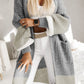 Colorblock Cable Knit Side Pockets Duster Cardigan
