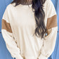 Corduroy Patchwork Drop Shoulder Long Sleeve Sweatshirt