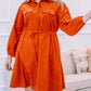Plus Size High Waist Corduroy Dress