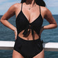 Cut Out Knotted Criss Cross One Piece Swimsuit