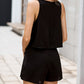 Black O Neck Ruffle Romper