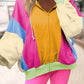 Oversized Colorblock Patchwork Full Zipped Hoodie