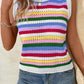 Striped Knitted Eyelet Slim Sweater Vest