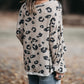 Printed Leopard Balloon Sleeve Thermal Knit Plus Size Top