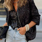 Sequin Zip up Round Neck Long Sleeve Jacket