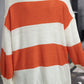 Stripe Loose Color Block Drop Shoulder Bubble Sleeve Sweater