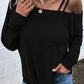Asymmetric Strappy Cold Shoulder Long Sleeve Top