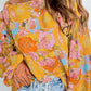 Floral Print Ruffle Puff Sleeve Blouse