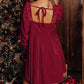Tie Back Square Neck Velvet Babydoll Dress