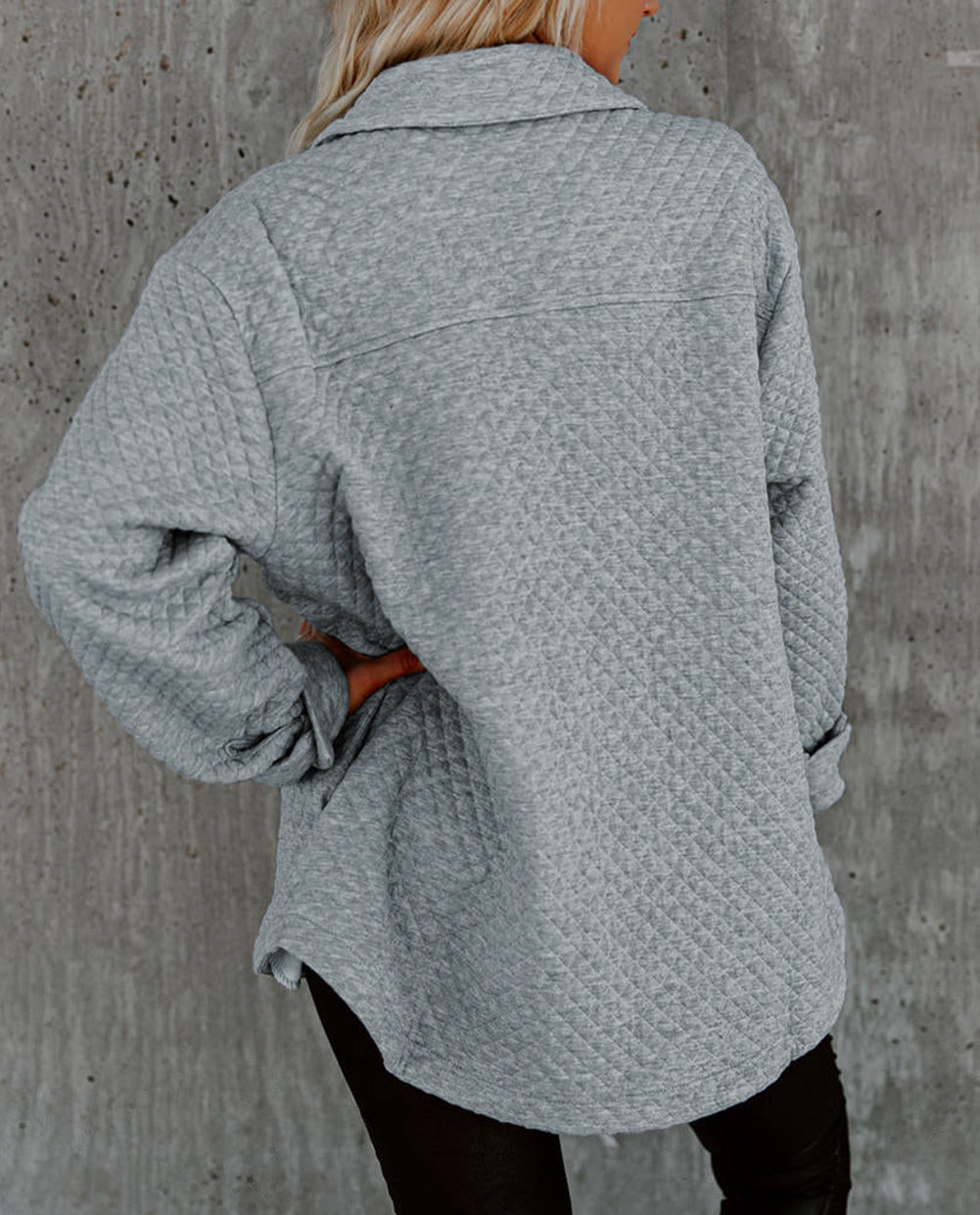 Lattice Texture Retro Flap Pocket Button Shacket