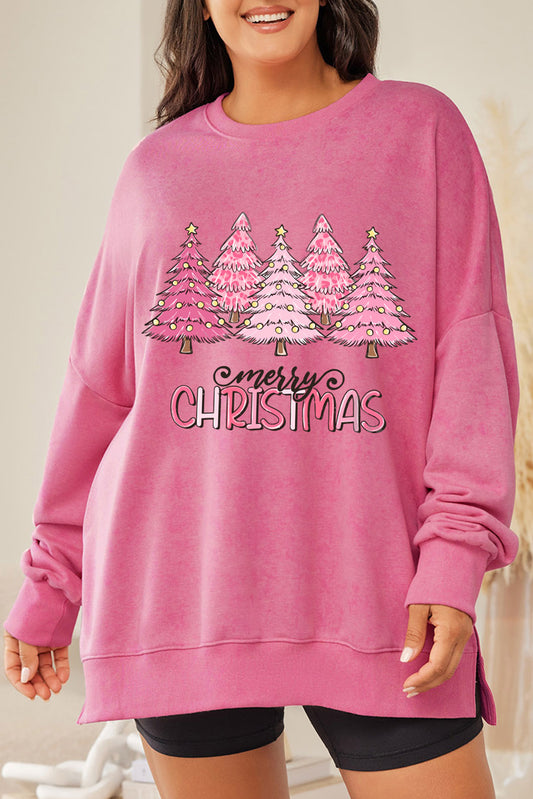 Merry Christmas Lighting Tree Graphic Plus Size Sweatshirt