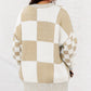 Checkered Print Drop Shoulder Sweater