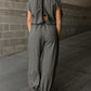 Cap Sleeve Open Back Drawstring Jogger Jumpsuit