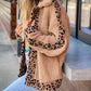 Leopard Contrast Lapel Collar Sherpa Coat
