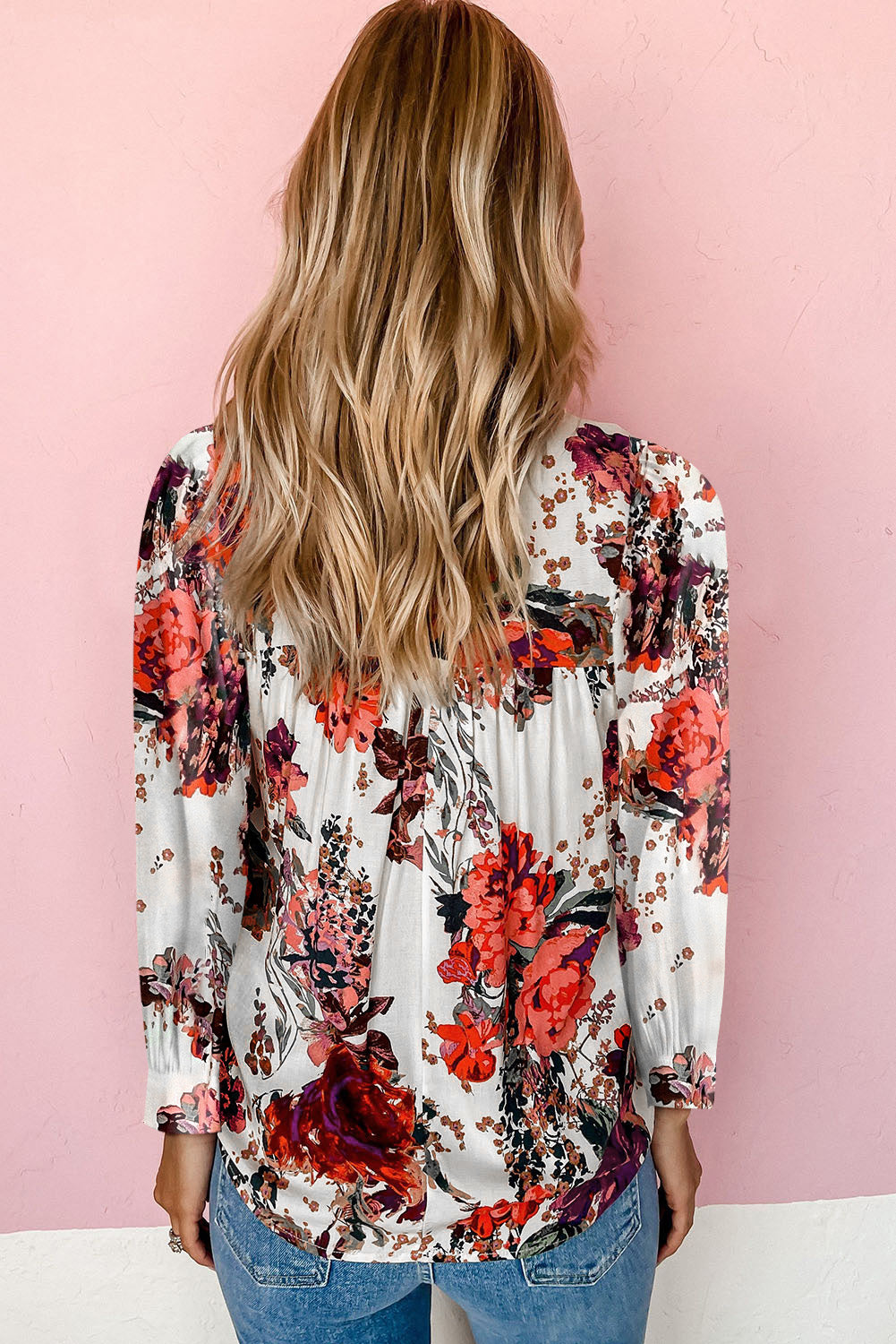 Retro Floral Long Sleeve Blouse