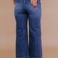 Plus Size Seamed Wide Leg High Waist Jeans