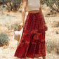 Bohemian Mix Print Long Flared Skirt