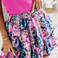 Floral Elastic High Waist Tiered Ruffled Skirt