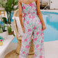 Floral Print Knotted High Waist Sleeveless Jumpsuit