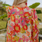 Floral Print Frilled Long Puff Sleeve Blouse