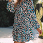 Leopard Print Bubble Sleeve Ruffled Shirt Dress