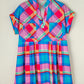 Multicolor Plaid Short Sleeve Babydoll Mini Dress
