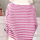 Stripe Zip up Collar Drop Shoulder Sweater