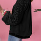 Leopard Mesh Bubble Sleeve Split Neck Blouse