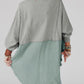 Crinkle Splicing Raw Hem High Low Oversized Blouse