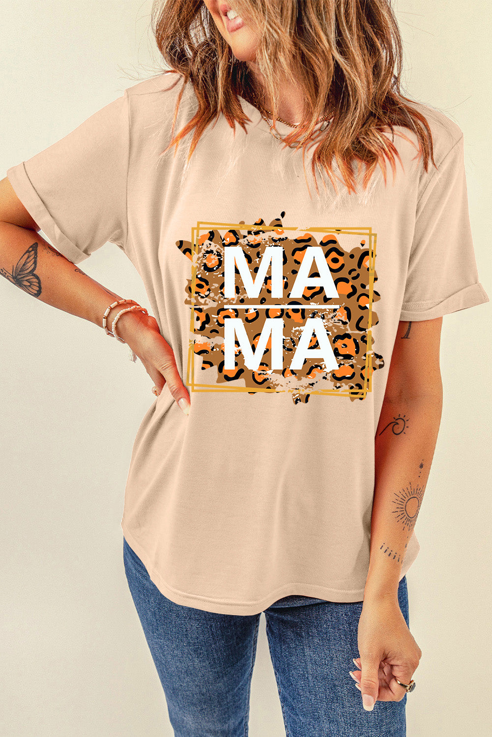 Leopard MAMA Graphic T Shirt
