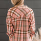 Drop Shoulder Rounded Hem Plaid Pattern Shirt