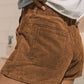 Vintage Elastic Waist Back Pocketed Corduroy Shorts