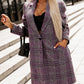 Plaid Lapel Collar One Button Midi Coat