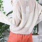 Open Knit Buttoned Neck Split Sleeve Sweater