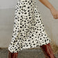 Leopard Spots Printed Split Hem Midi Skirt