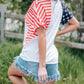 Chenille USA Stars and Stripes Printed V Neck T Shirt