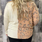 Leopard Cable Knit Mix Patchwork Cutout Plus Top