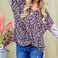 Leopard Print Drop Shoulder Patchwork Sleeve Top