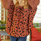 Contrast Leopard Print Bubble Sleeve Blouse