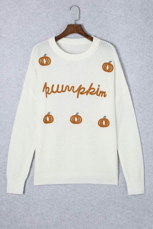 Pumpkin Yarn Stitch Ribbed Knit Sweater