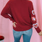 Sequined Heart Printed Sleeves Valentine Fashion Top