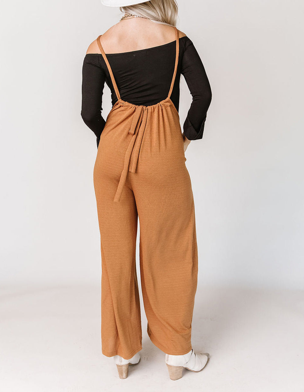 High Rise Wide Leg Suspender Pants