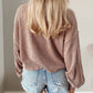 Cording Drop Shoulder Puff Sleeve Casual Blouse