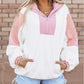 Colorblock Patchwork Half Zip Oversized Sherpa Hoodie